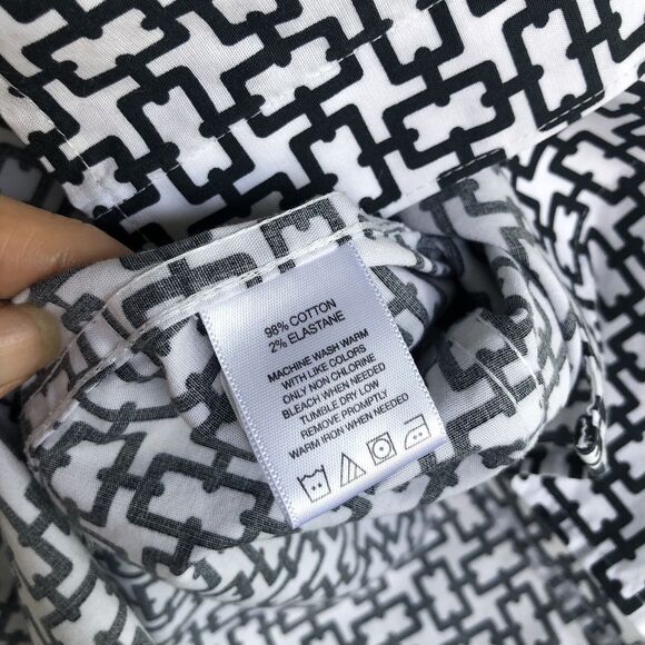 Foxcroft Easy Care Top Women L Chain Link Print Button Up Shirt Career Preppy - Picture 4 of 11